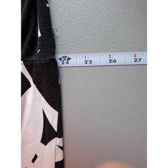 Ruby Rd Womens Tunic Top PXL Black White Leaf Print Blouse 3/4 Sleeve Lagenlook - Picture 7 of 8